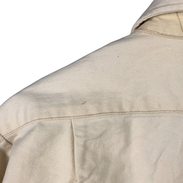 Vintage 1970'S Eddie Bauer long-sleeved flannel shirt with black tag, made in the USA, size L, men's unclear Beige type Vintage Second Hand
