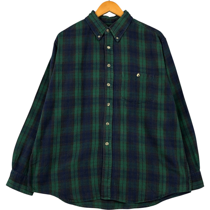 90s-00'S Cabelas Long Sleeve Button-Down Light Flannel Check Shirt, Men's Size XL, Vintage cotton green type Vintage Second Hand