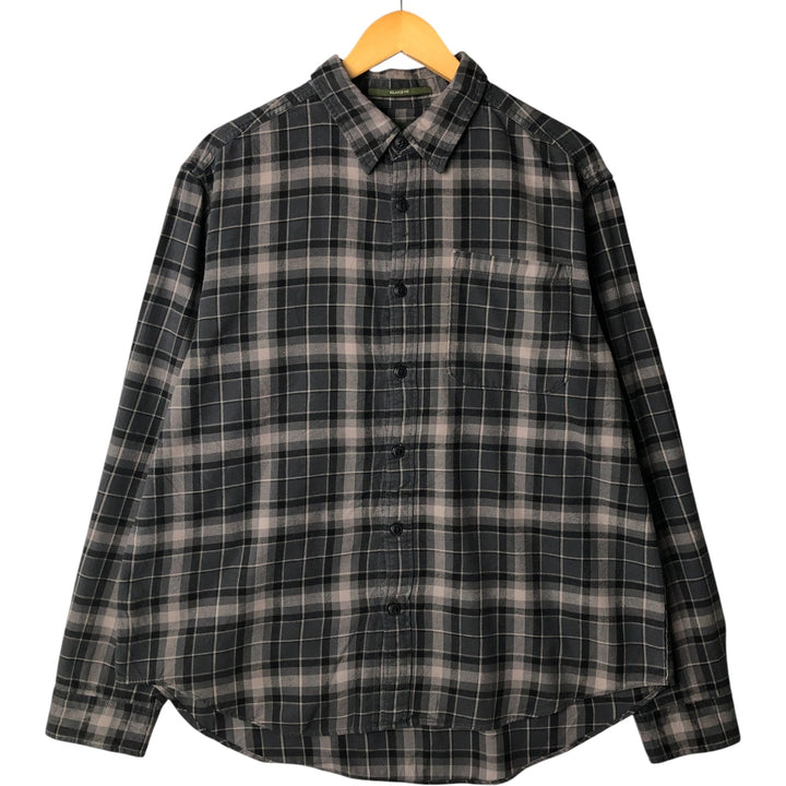Eddie Bauer Relaxed Fit Long Sleeve Light Flannel Check Shirt, Men's XL cotton gray type Vintage Second Hand