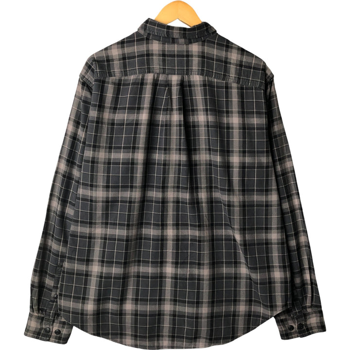 Eddie Bauer Relaxed Fit Long Sleeve Light Flannel Check Shirt, Men's XL cotton gray type Vintage Second Hand