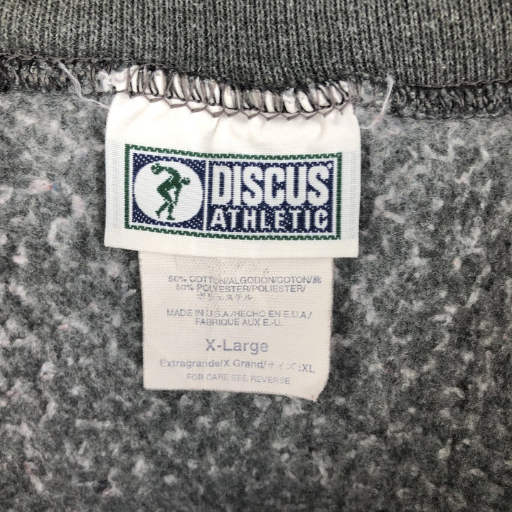 90'S Discus Athletic Solid Color Blank Sweatshirt, Made in USA, Men's Size XL, Vintage cotton Charcoal Vintage Second Hand