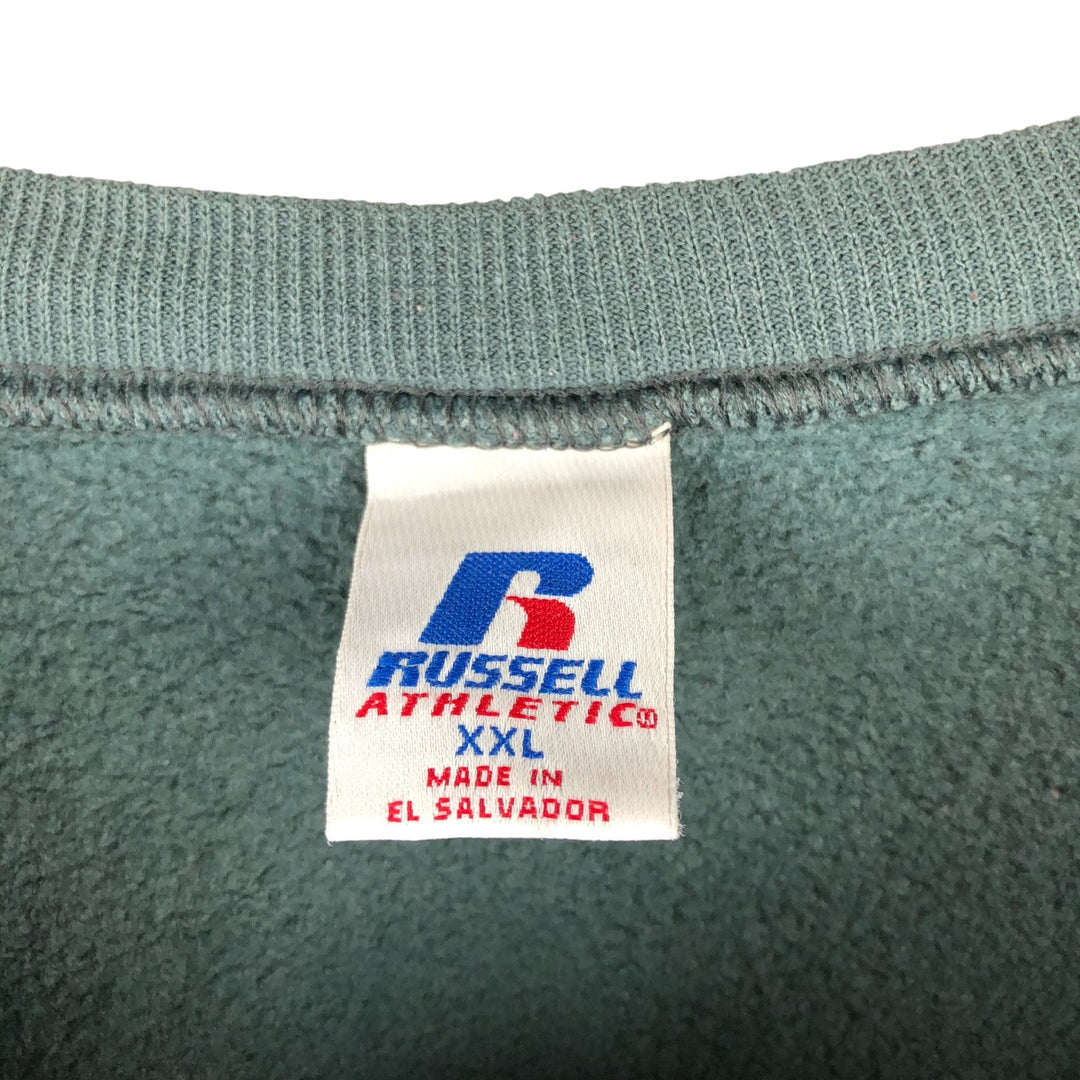 Vintage 2000'S Russell Athletic blank sweatshirt, men's size XXL cotton Khaki type sage green Vintage Second Hand
