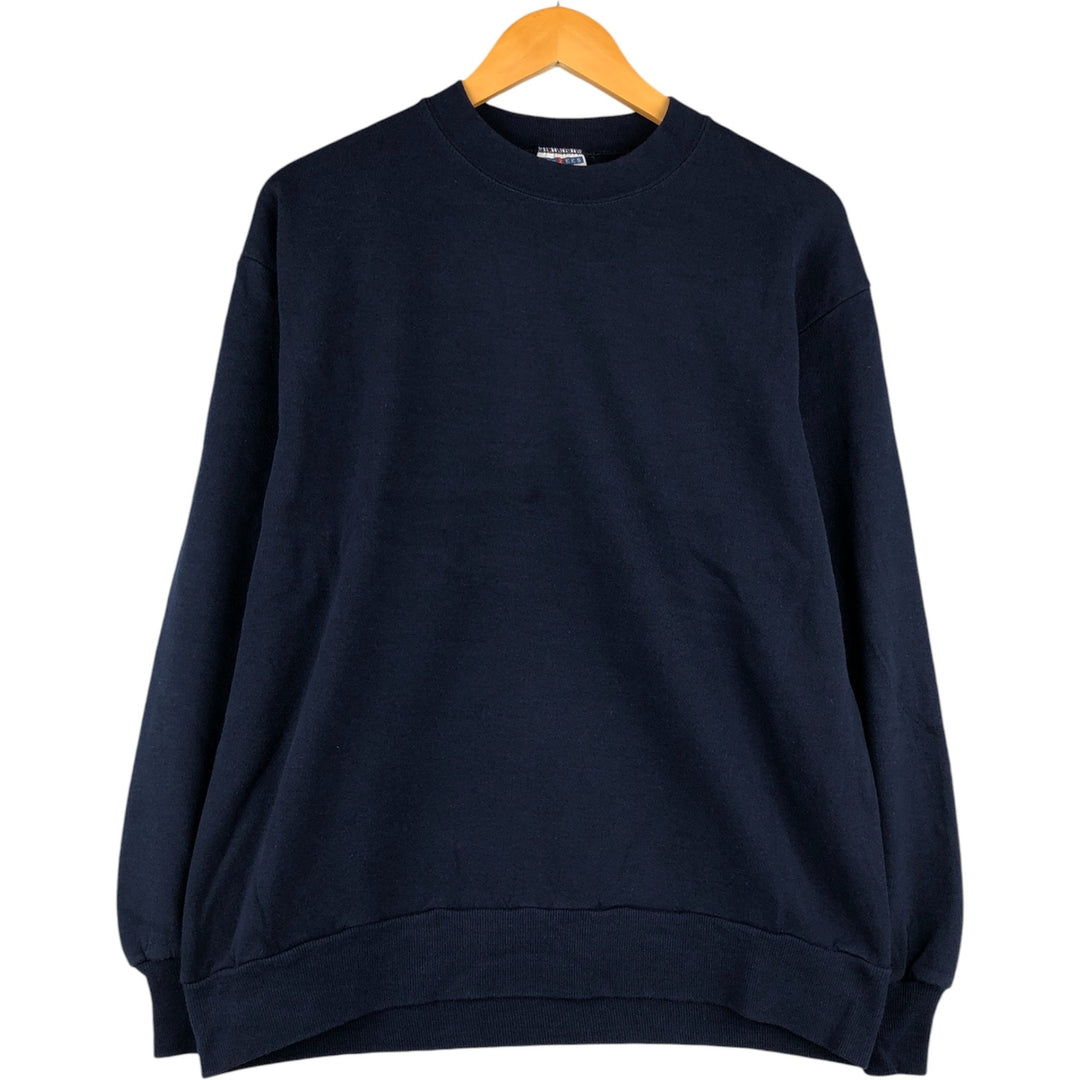 90'S Jerzees Plain Blank Sweatshirt Trainer Made in USA Men's Size L Vintage cotton navy blue type Vintage Second Hand