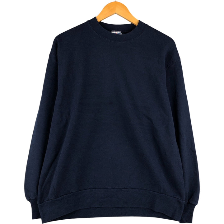 90'S Jerzees Plain Blank Sweatshirt Trainer Made in USA Men's Size L Vintage cotton navy blue type Vintage Second Hand