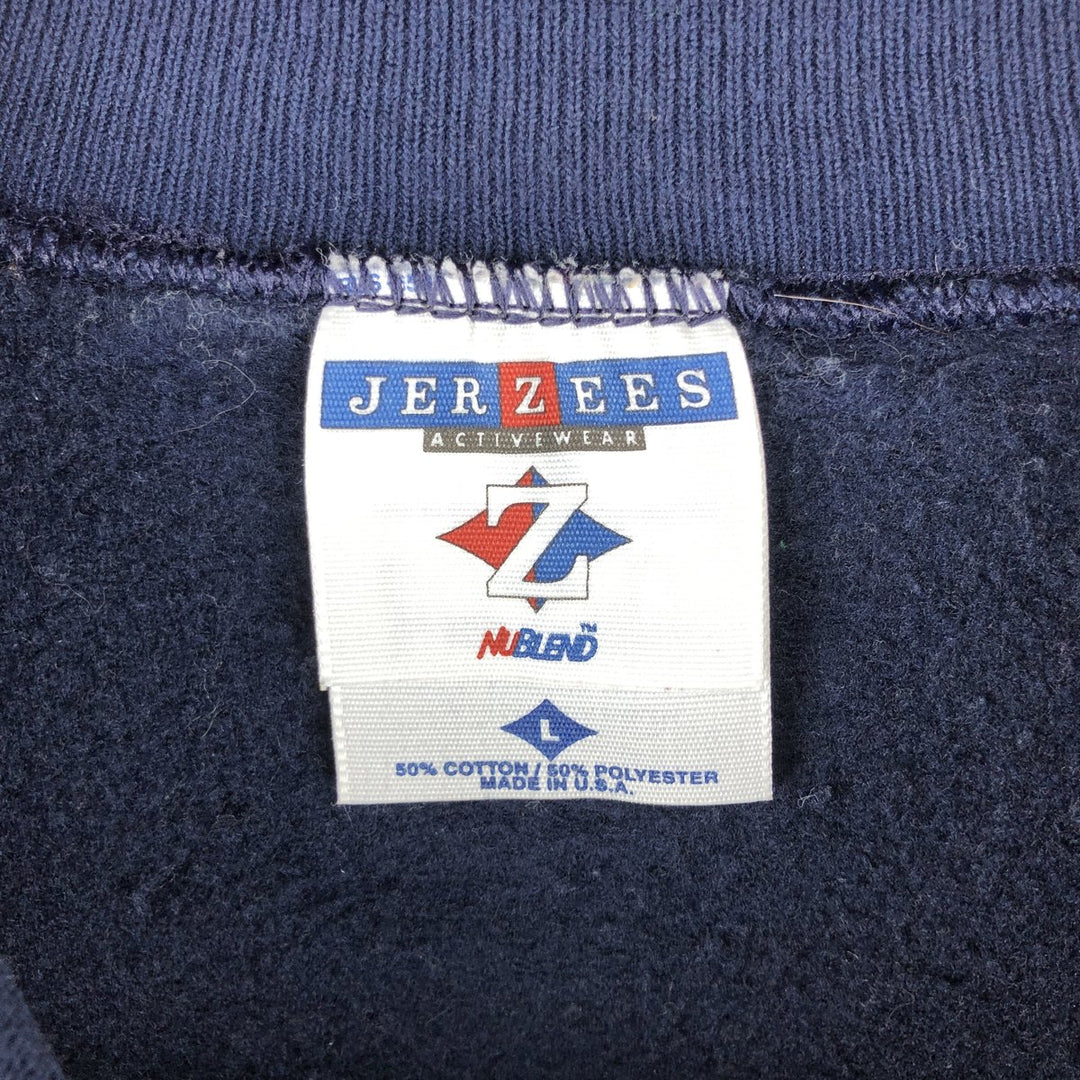 90'S Jerzees Plain Blank Sweatshirt Trainer Made in USA Men's Size L Vintage cotton navy blue type Vintage Second Hand