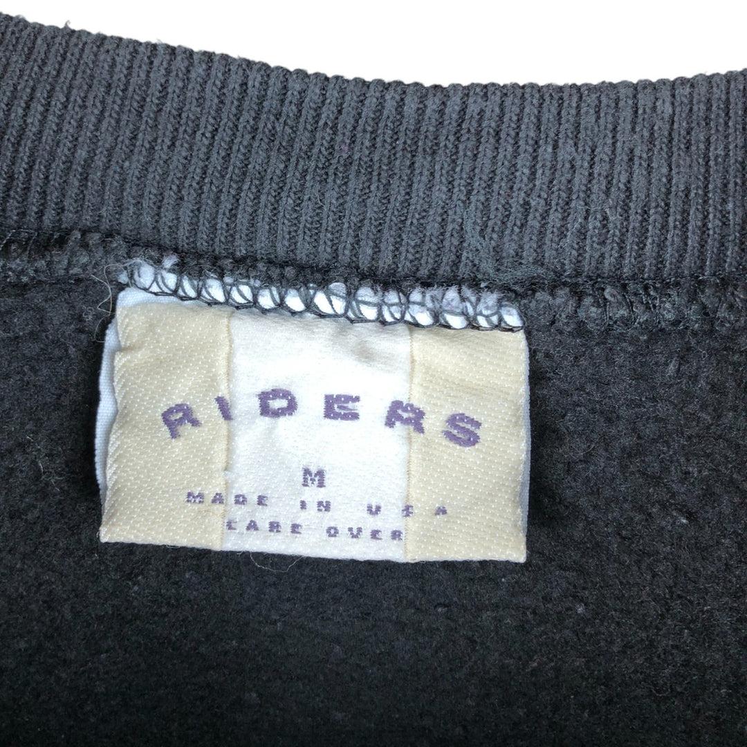 Vintage 90'S RIDERS plain blank sweatshirt, made in the USA, size M, men's. cotton black type Vintage Second Hand