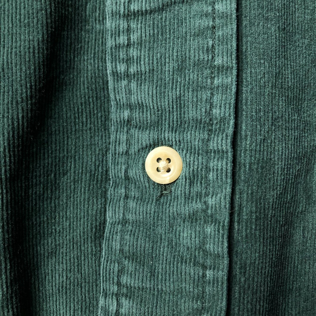Vintage 90'S Tommy Hilfiger long-sleeved button-down corduroy shirt, size L, men's size L cotton green type Vintage Second Hand