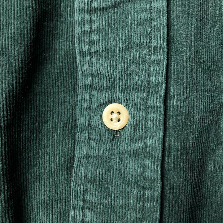 Vintage 90'S Tommy Hilfiger long-sleeved button-down corduroy shirt, size L, men's size L cotton green type Vintage Second Hand