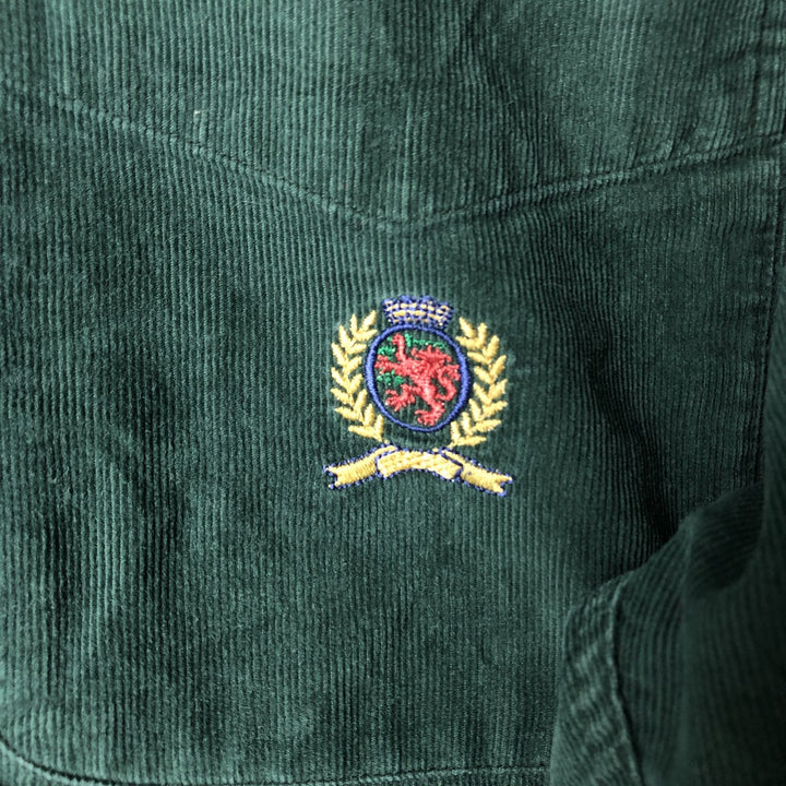 Vintage 90'S Tommy Hilfiger long-sleeved button-down corduroy shirt, size L, men's size L cotton green type Vintage Second Hand