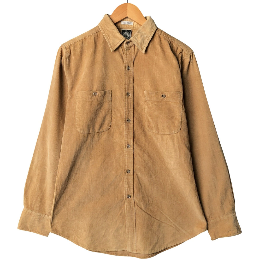 Campus long-sleeved corduroy shirt, men's size M cotton Beige type Vintage Second Hand