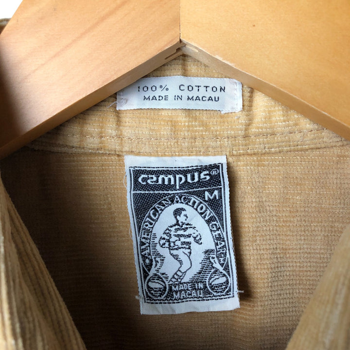 Campus long-sleeved corduroy shirt, men's size M cotton Beige type Vintage Second Hand