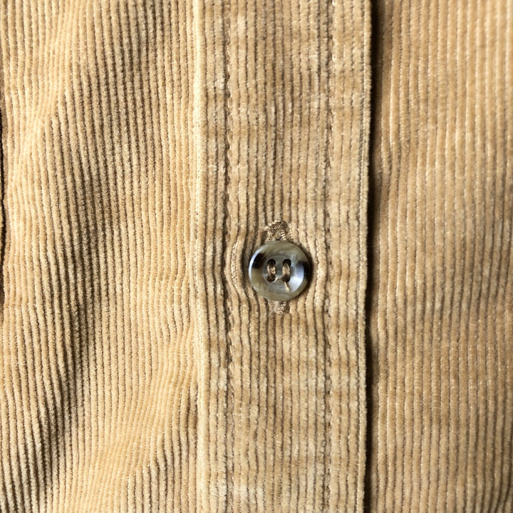 Campus long-sleeved corduroy shirt, men's size M cotton Beige type Vintage Second Hand