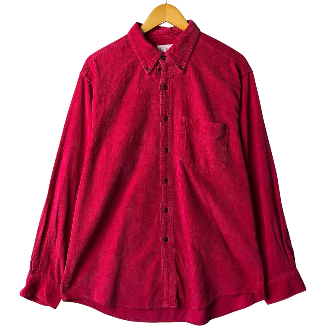 90'S - Vintage J.Crew long-sleeved button-down corduroy shirt, size L, men's unclear red type Vintage Second Hand