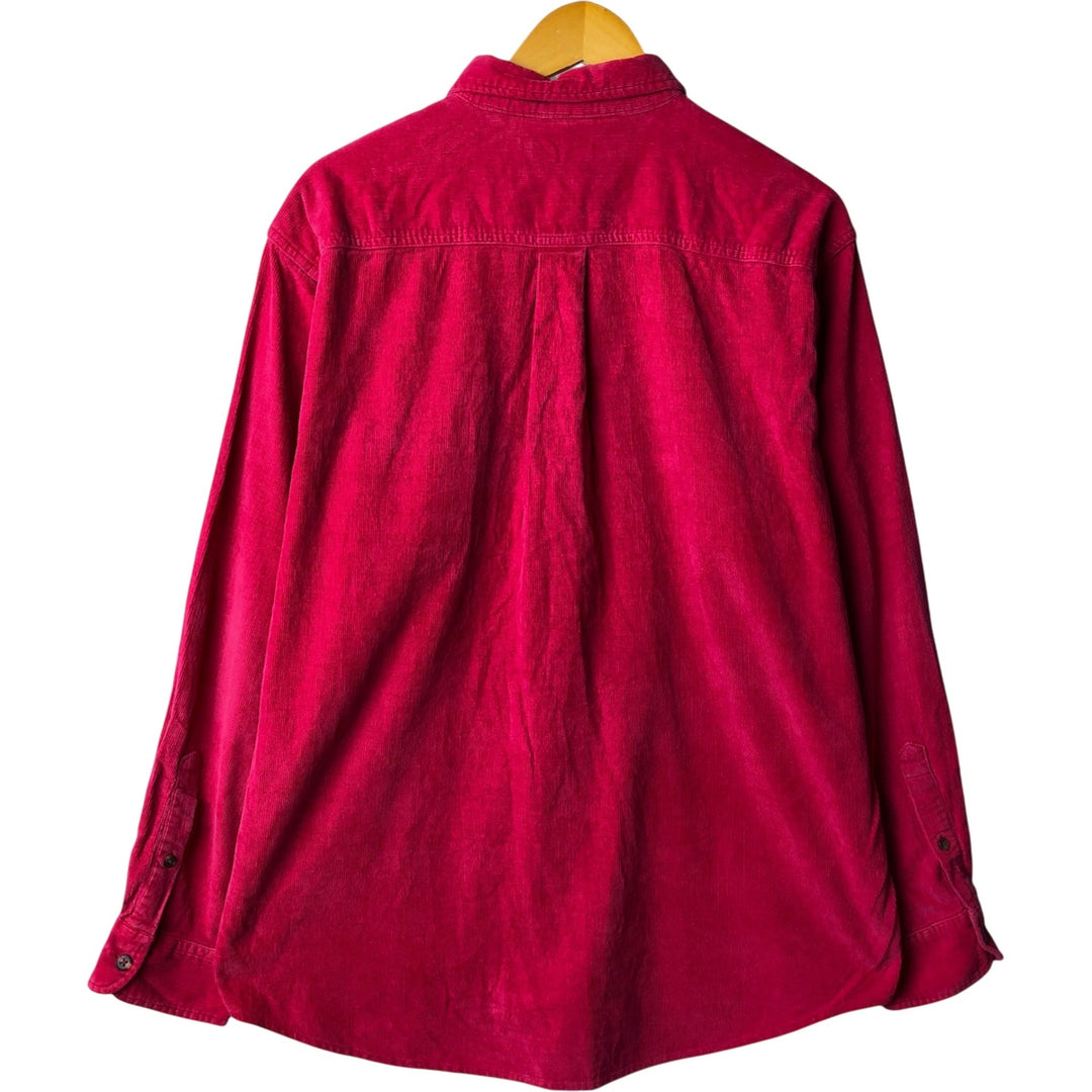 90'S - Vintage J.Crew long-sleeved button-down corduroy shirt, size L, men's unclear red type Vintage Second Hand