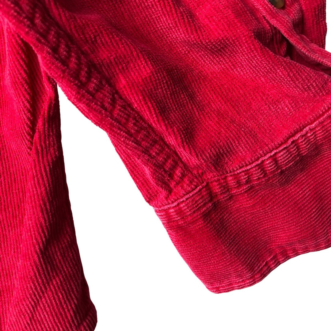 90'S - Vintage J.Crew long-sleeved button-down corduroy shirt, size L, men's unclear red type Vintage Second Hand