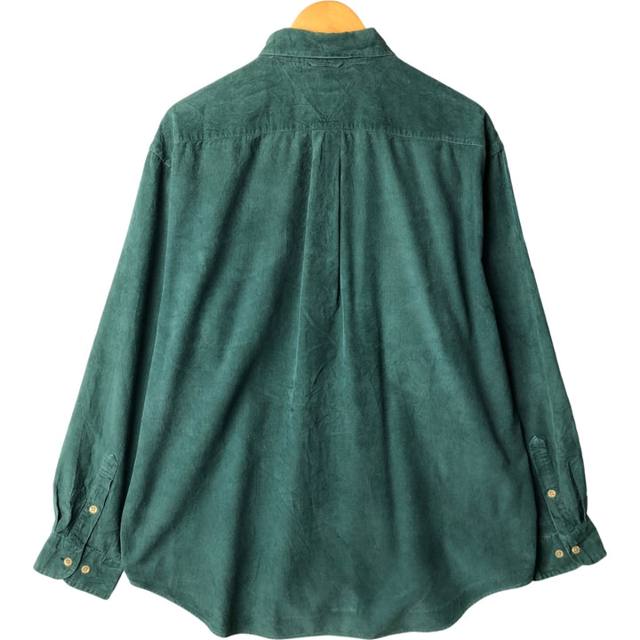 Vintage 90'S Tommy Hilfiger long-sleeved button-down corduroy shirt, size L, men's size L cotton green type Vintage Second Hand
