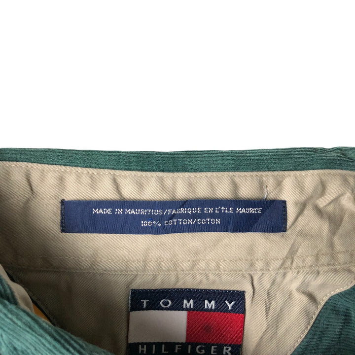 Vintage 90'S Tommy Hilfiger long-sleeved button-down corduroy shirt, size L, men's size L cotton green type Vintage Second Hand