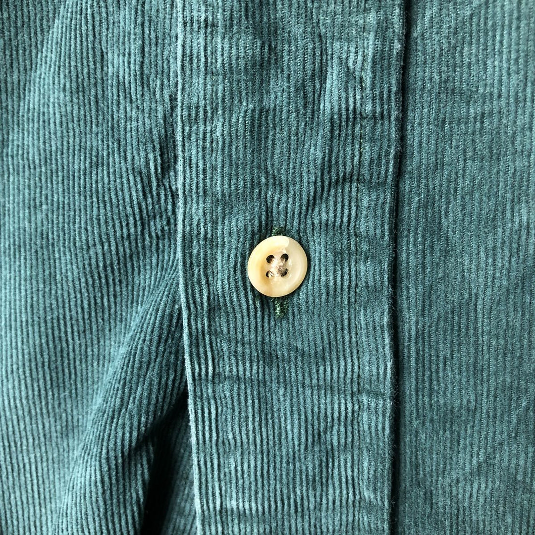 Vintage 90'S Tommy Hilfiger long-sleeved button-down corduroy shirt, size L, men's size L cotton green type Vintage Second Hand