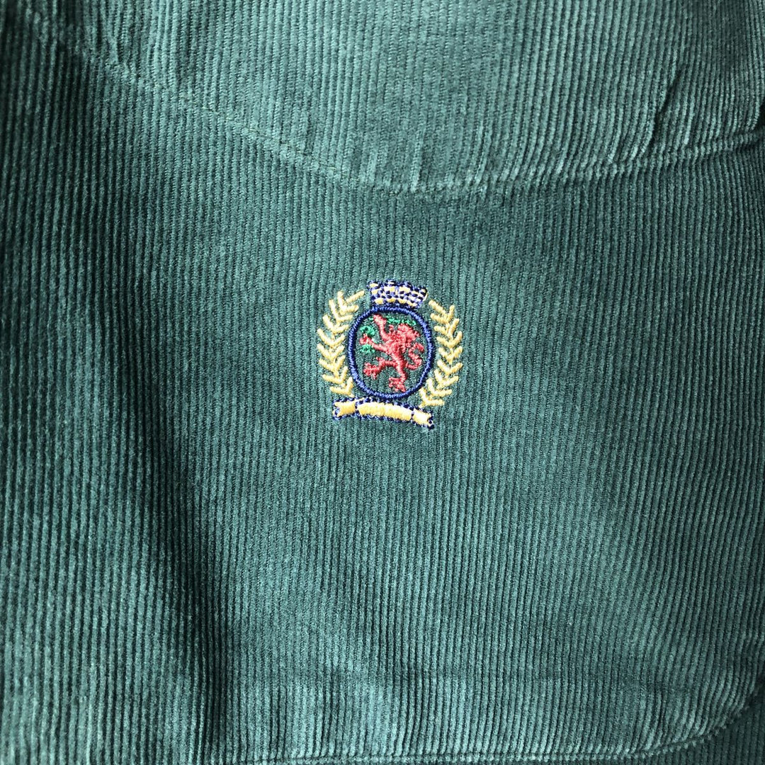 Vintage 90'S Tommy Hilfiger long-sleeved button-down corduroy shirt, size L, men's size L cotton green type Vintage Second Hand