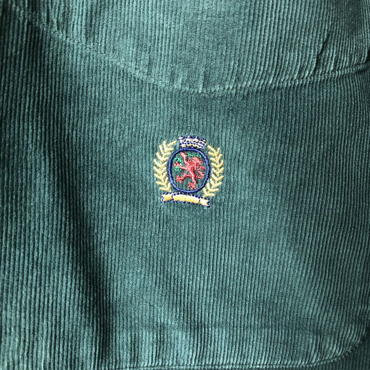 Vintage 90'S Tommy Hilfiger long-sleeved button-down corduroy shirt, size L, men's size L cotton green type Vintage Second Hand