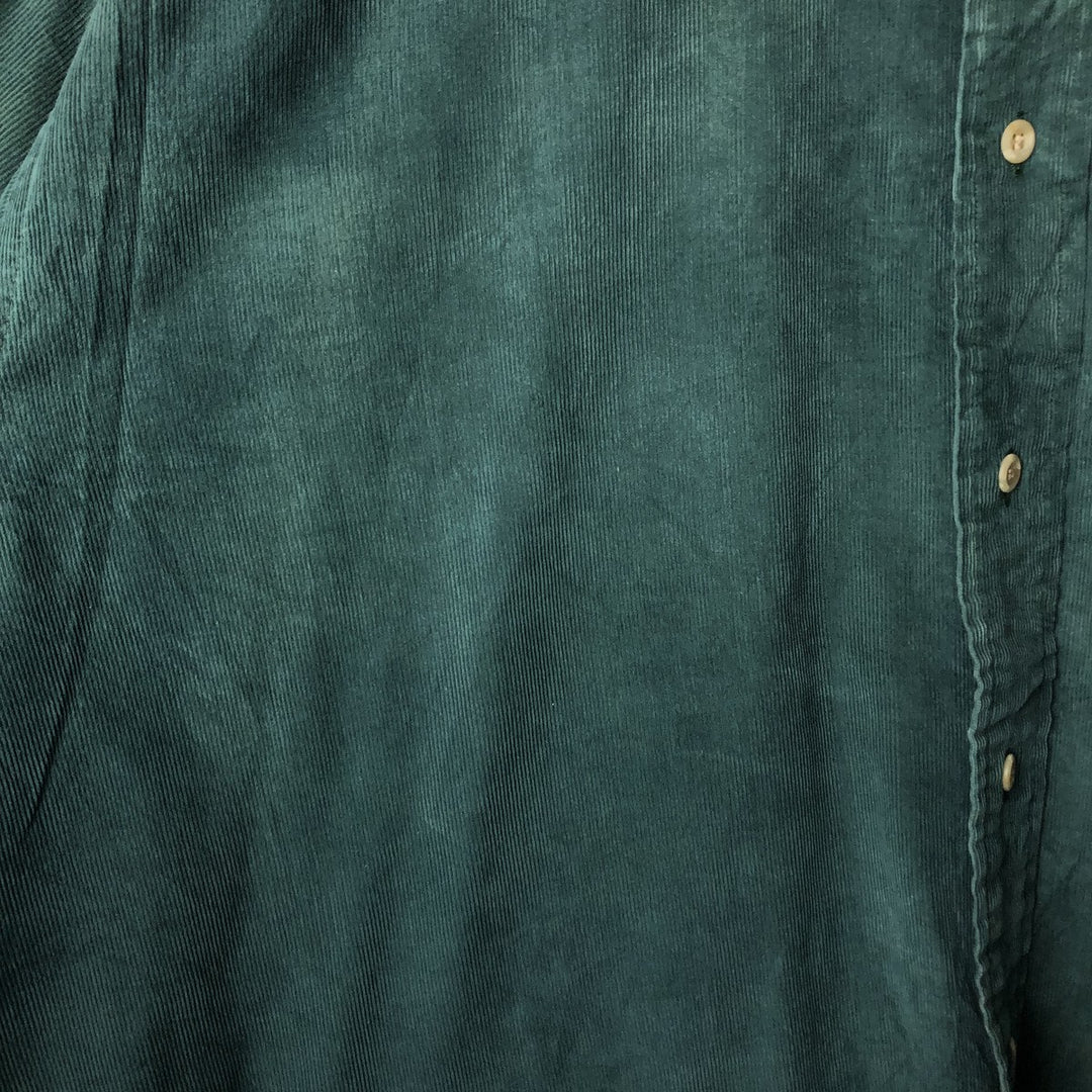 Vintage 90'S Tommy Hilfiger long-sleeved button-down corduroy shirt, size L, men's size L cotton green type Vintage Second Hand