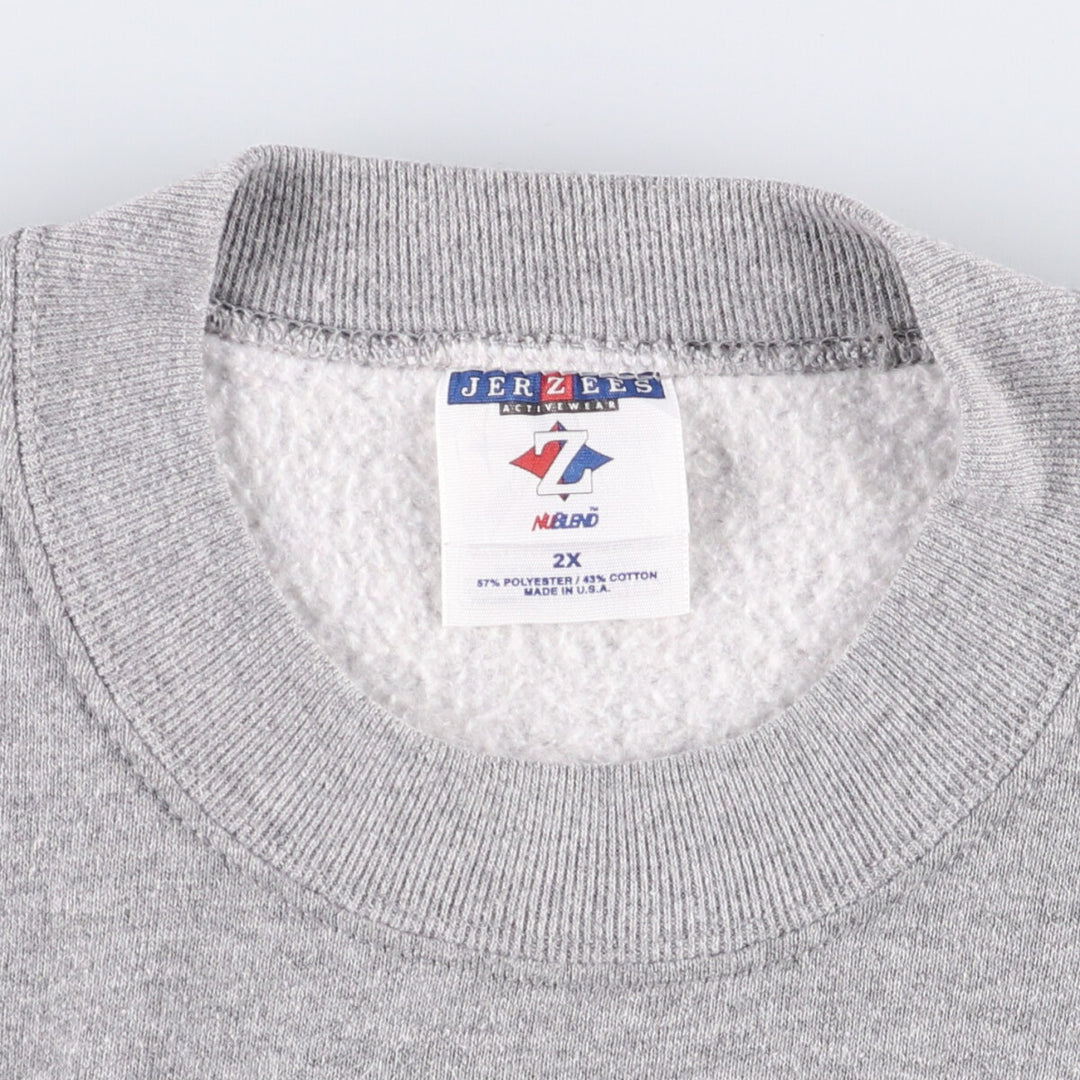 90'S Jerzees Plain Blank Sweatshirt Trainer Made in USA Men's XXL Vintage cotton gray type Vintage Second Hand