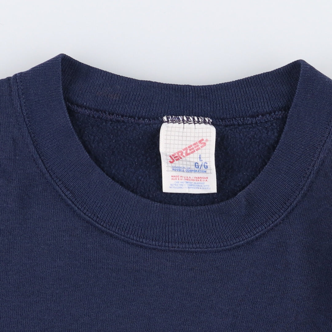 90'S Jerzees Plain Blank Sweatshirt Trainer Made in USA Men's Size L Vintage cotton navy blue type Vintage Second Hand