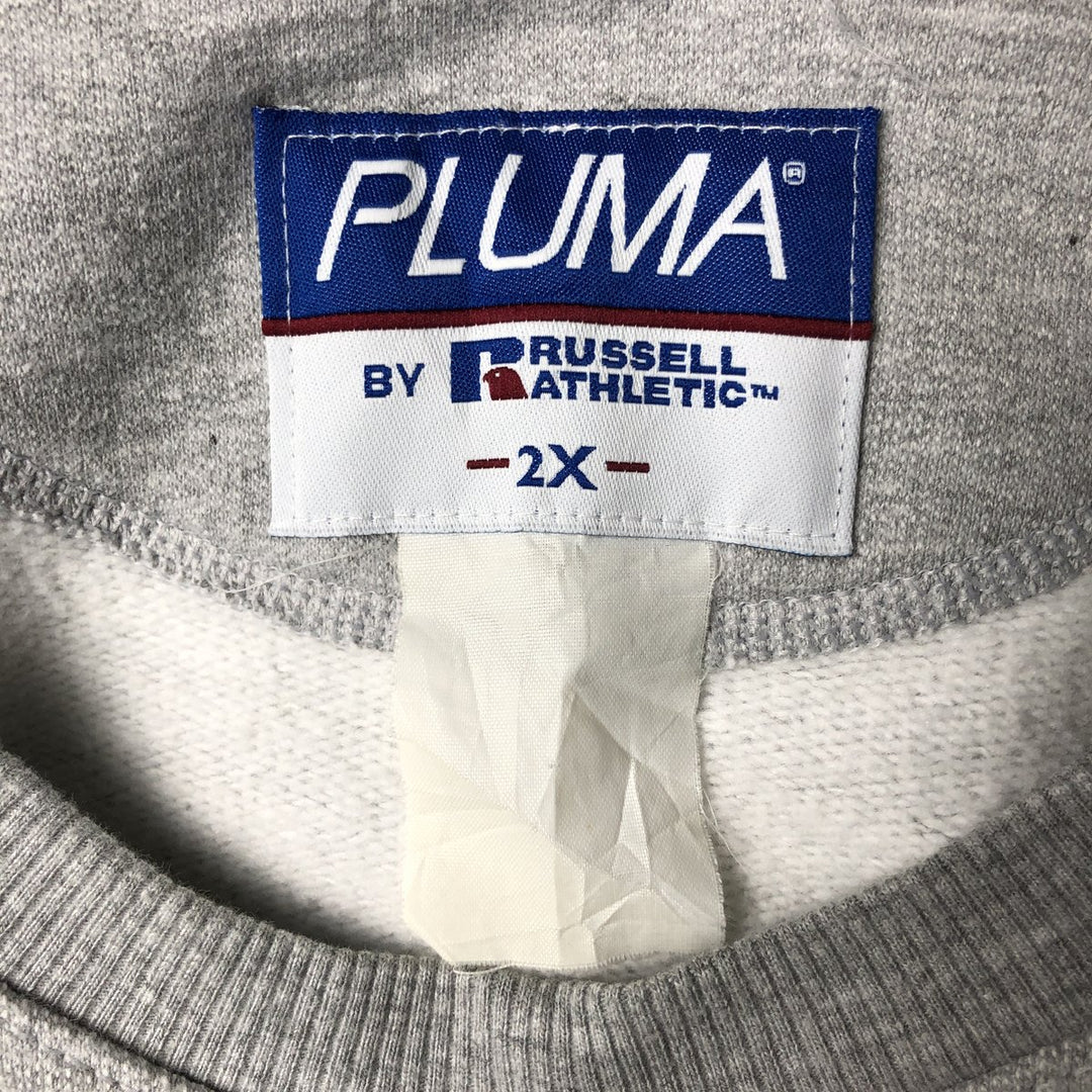 Vintage 90'S Russell PLUMA plain blank sweatshirt, men's size XXL unclear gray type Vintage Second Hand