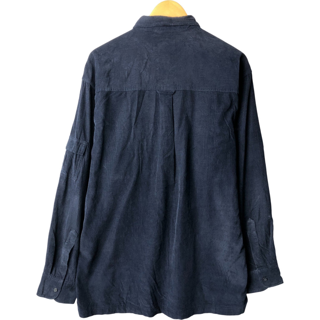 Ralph Lauren Chaps long-sleeved button-down corduroy shirt, men's size L cotton navy blue type Vintage Second Hand