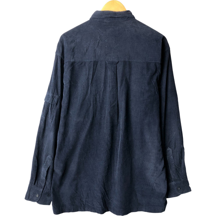 Ralph Lauren Chaps long-sleeved button-down corduroy shirt, men's size L cotton navy blue type Vintage Second Hand