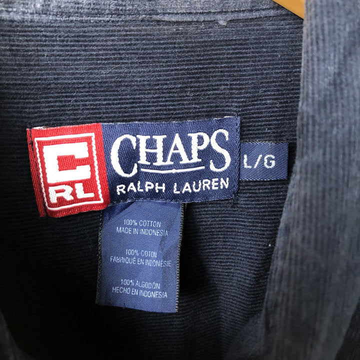 Ralph Lauren Chaps long-sleeved button-down corduroy shirt, men's size L cotton navy blue type Vintage Second Hand