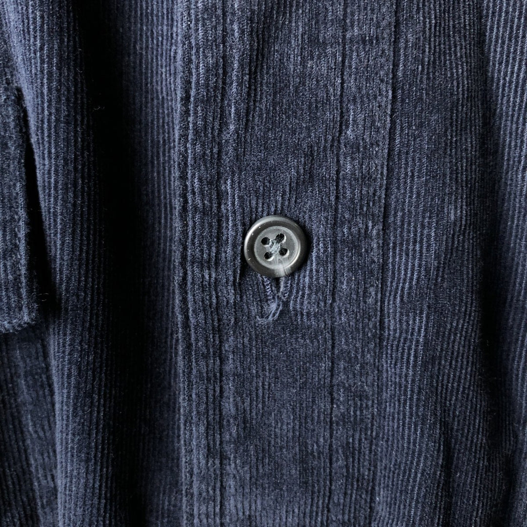 Ralph Lauren Chaps long-sleeved button-down corduroy shirt, men's size L cotton navy blue type Vintage Second Hand