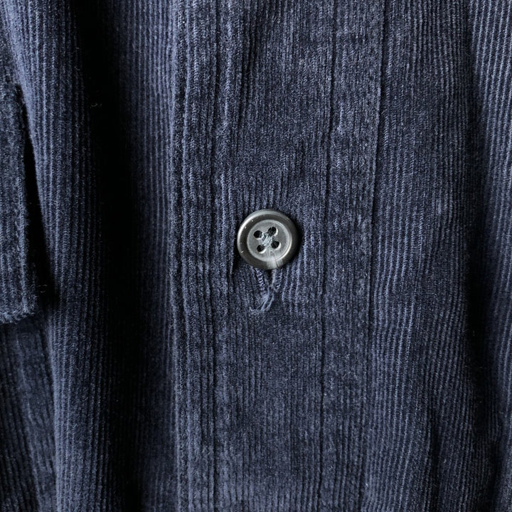 Ralph Lauren Chaps long-sleeved button-down corduroy shirt, men's size L cotton navy blue type Vintage Second Hand