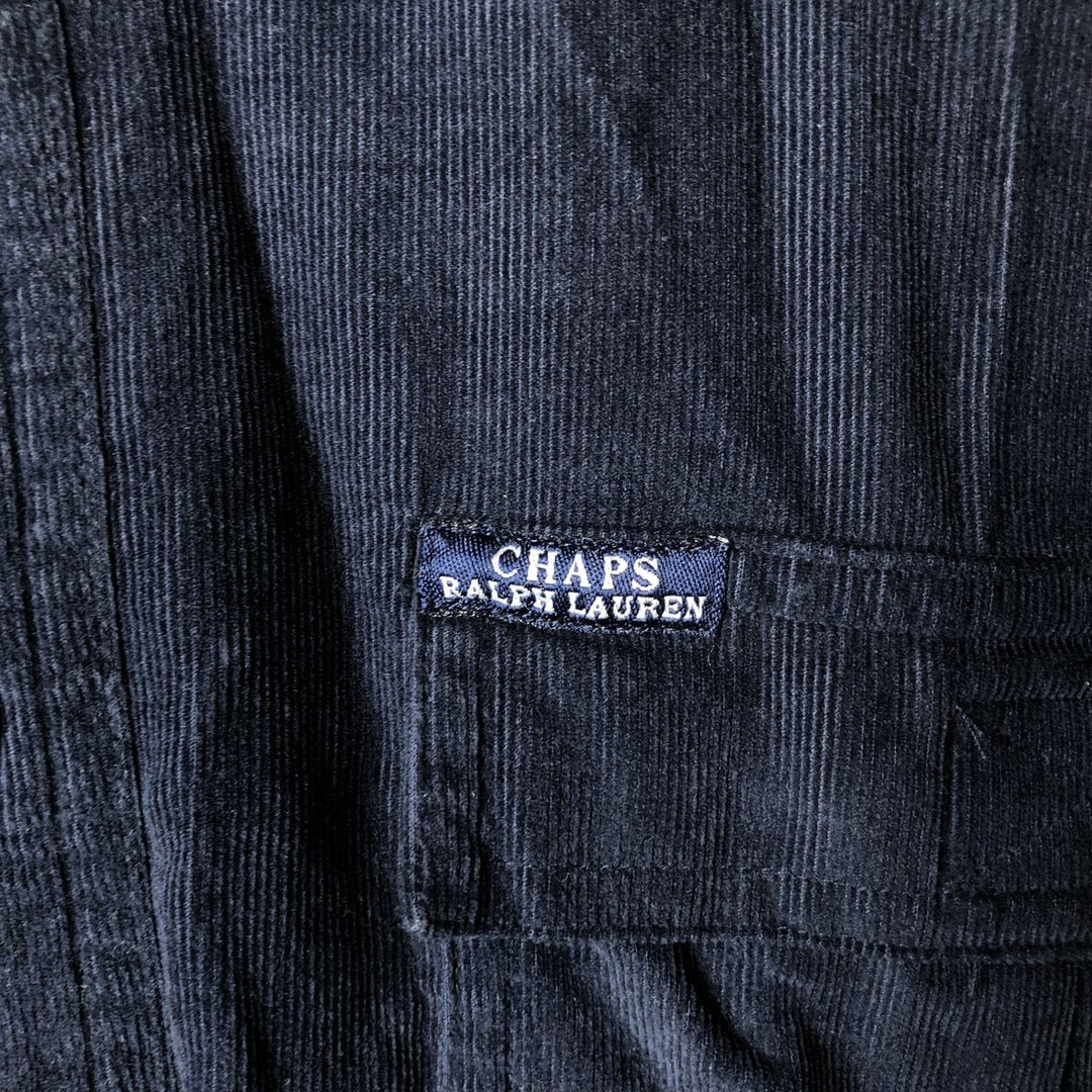 Ralph Lauren Chaps long-sleeved button-down corduroy shirt, men's size L cotton navy blue type Vintage Second Hand
