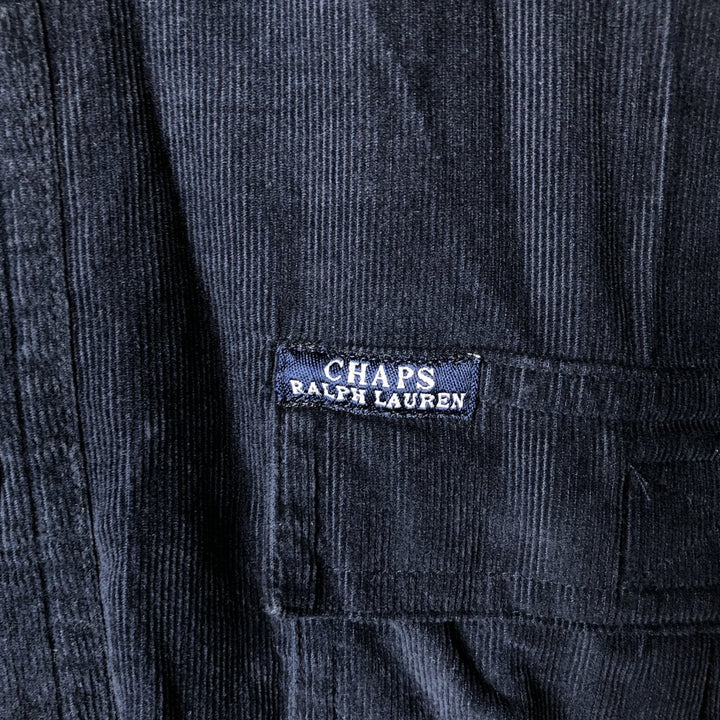 Ralph Lauren Chaps long-sleeved button-down corduroy shirt, men's size L cotton navy blue type Vintage Second Hand