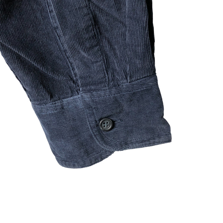 Ralph Lauren Chaps long-sleeved button-down corduroy shirt, men's size L cotton navy blue type Vintage Second Hand