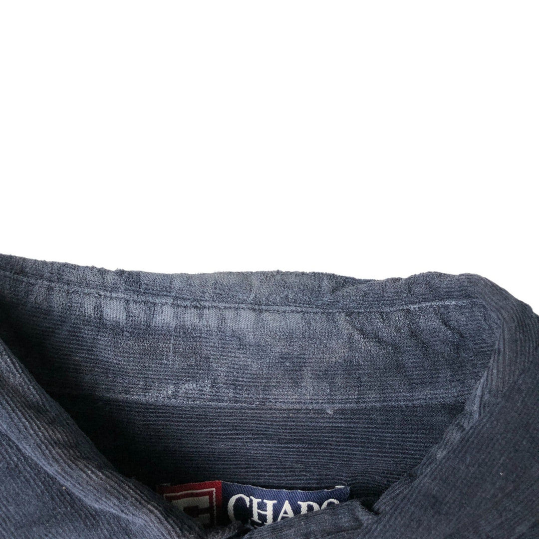 Ralph Lauren Chaps long-sleeved button-down corduroy shirt, men's size L cotton navy blue type Vintage Second Hand