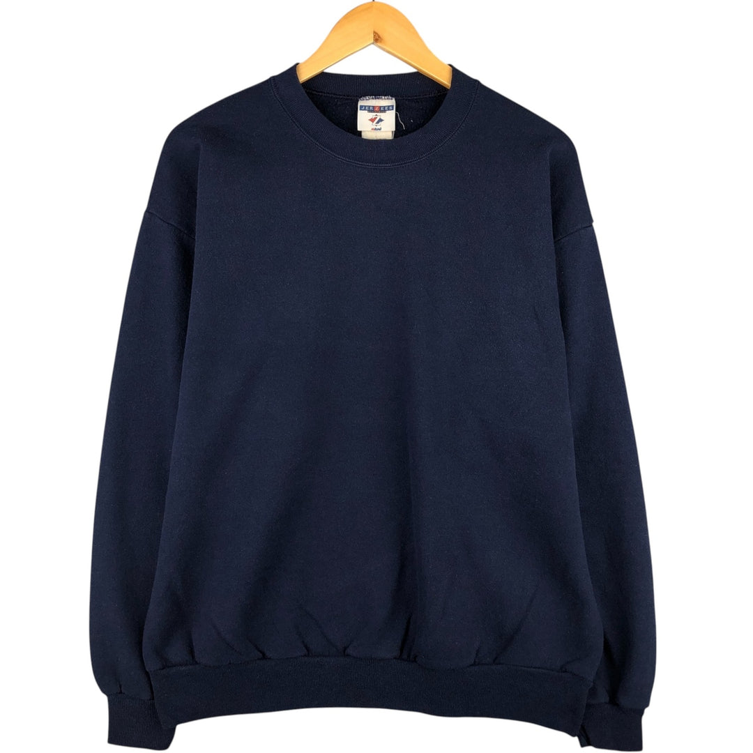 Vintage 90'S Jerzees plain blank sweatshirt, men's size L cotton navy blue type Vintage Second Hand