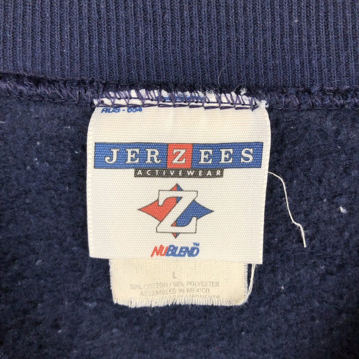 Vintage 90'S Jerzees plain blank sweatshirt, men's size L cotton navy blue type Vintage Second Hand