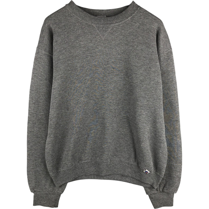 90'S Russell plain blank sweatshirt, men's M size, vintage cotton gray type Vintage Second Hand