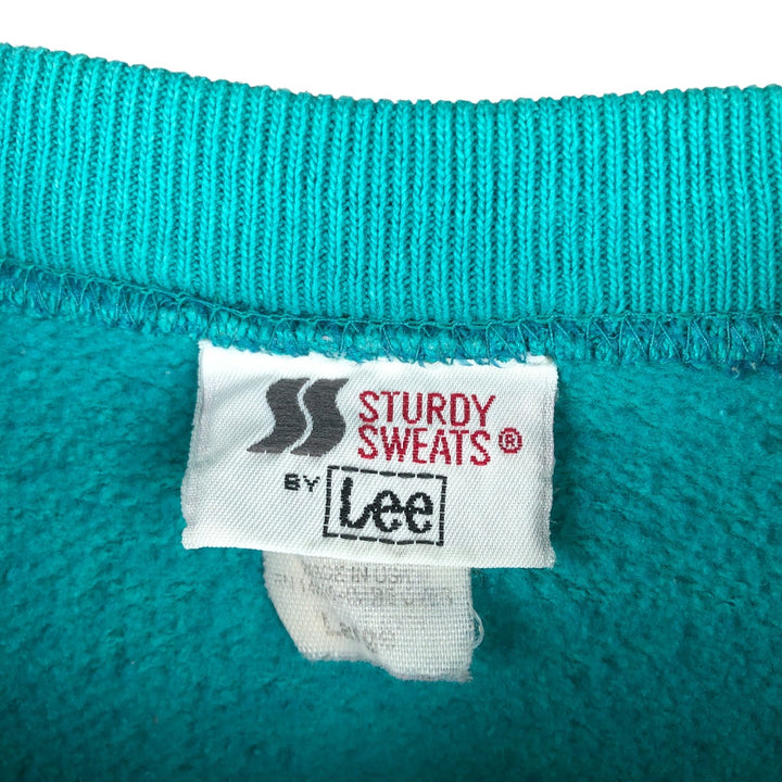 90'S Lee STURDY SWEATS Plain Blank Sweatshirt Trainer Made in USA Men's L Vintage cotton Emerald green Vintage Second Hand