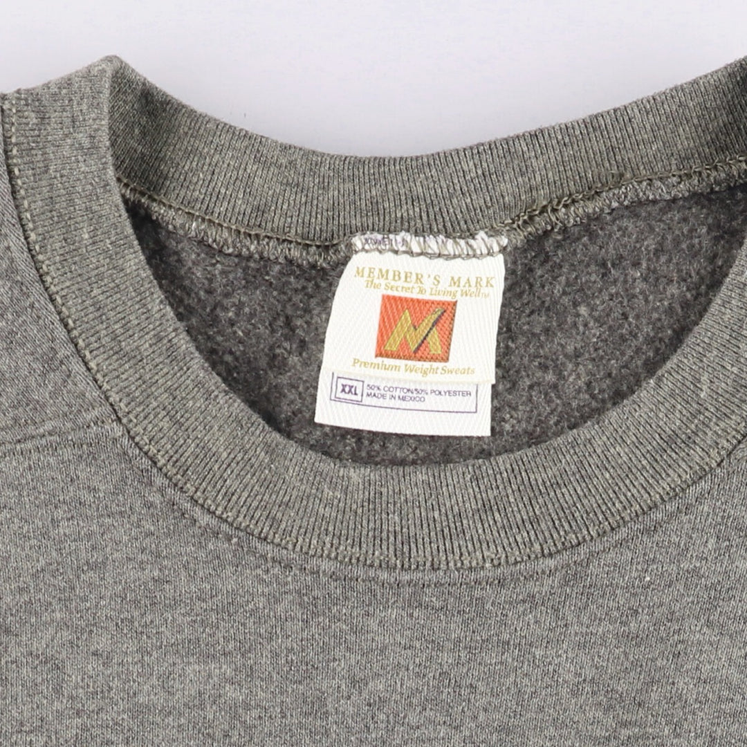 MEMBER'S MARK plain blank sweatshirt, men's size XXL, vintage cotton Charcoal Vintage Second Hand