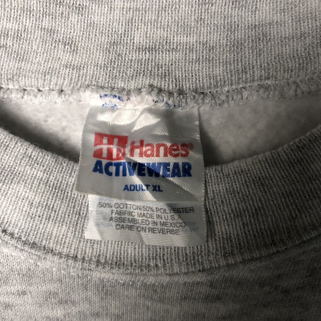 Vintage 90s-00'S Hanes ACTIVEWEAR plain blank sweatshirt, made in the USA, men's size XL cotton pale white type Vintage Second Hand