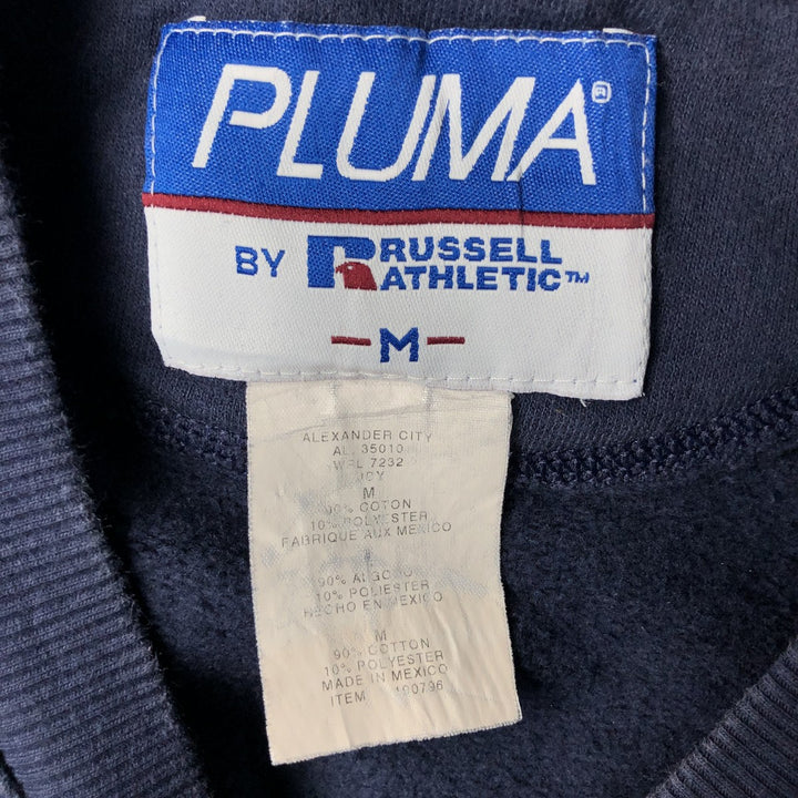 Vintage 90'S Russell PLUMA plain blank sweatshirt, size M, men's cotton navy blue type Vintage Second Hand