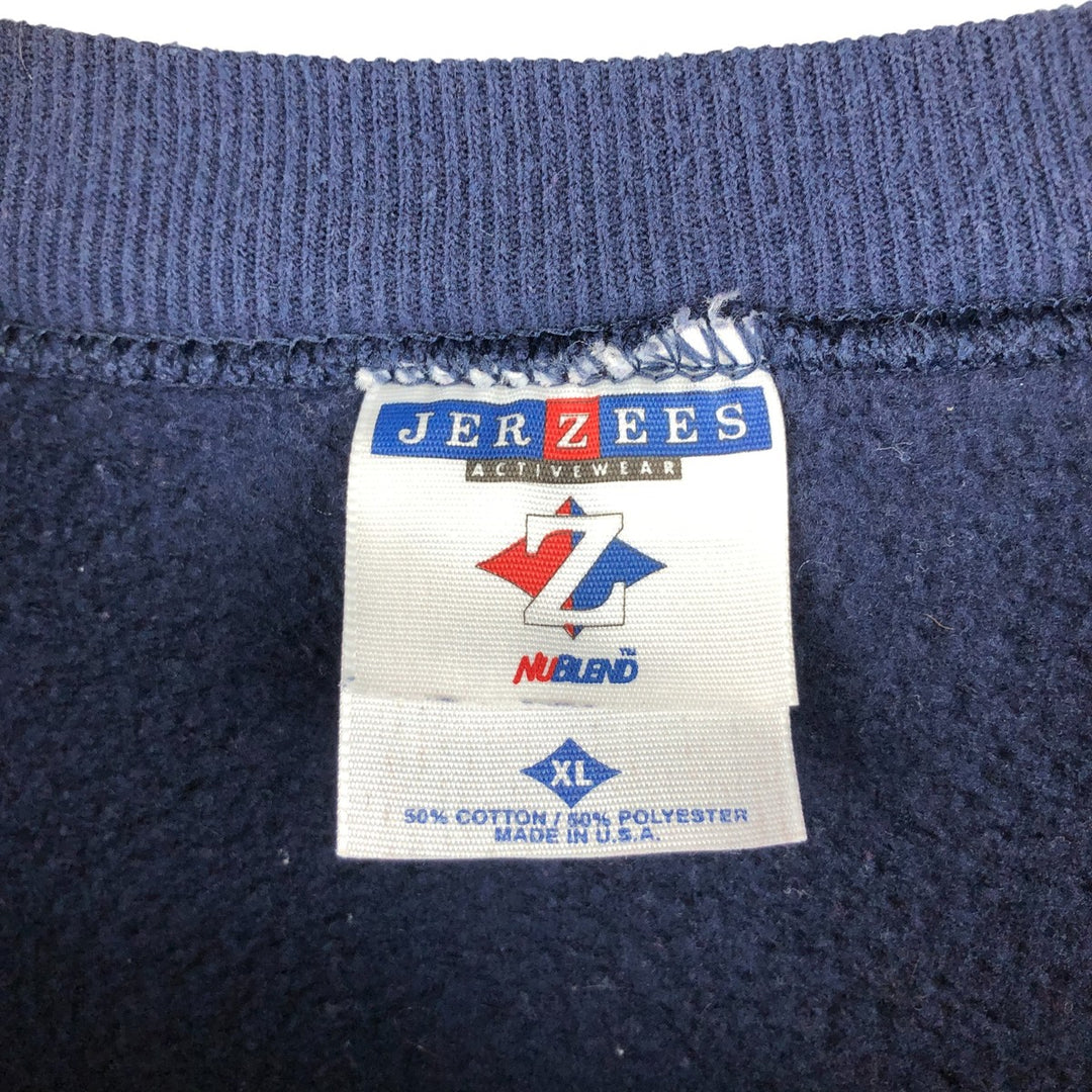 Vintage 90s-00'S Jerzees plain blank sweatshirt, made in the USA, men's size XL cotton navy blue type Vintage Second Hand