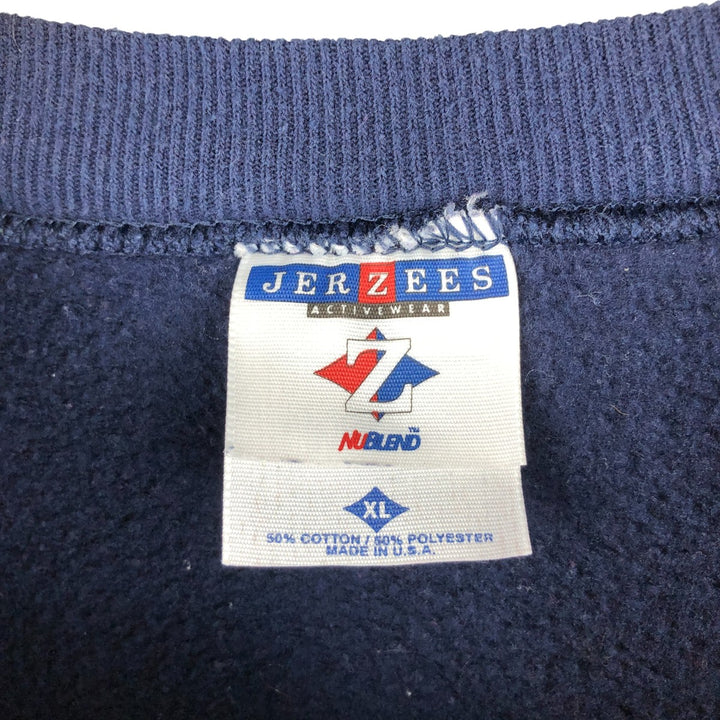 Vintage 90s-00'S Jerzees plain blank sweatshirt, made in the USA, men's size XL cotton navy blue type Vintage Second Hand