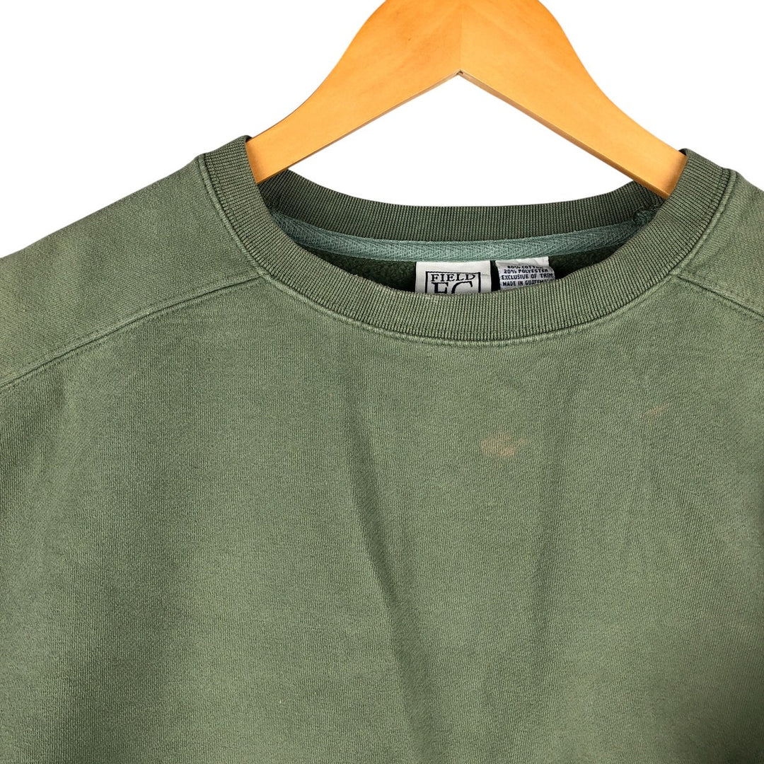 FIELD FG GEAR Vintage Men's Blank Sweatshirt (Size L) cotton green type yellow green Vintage Second Hand