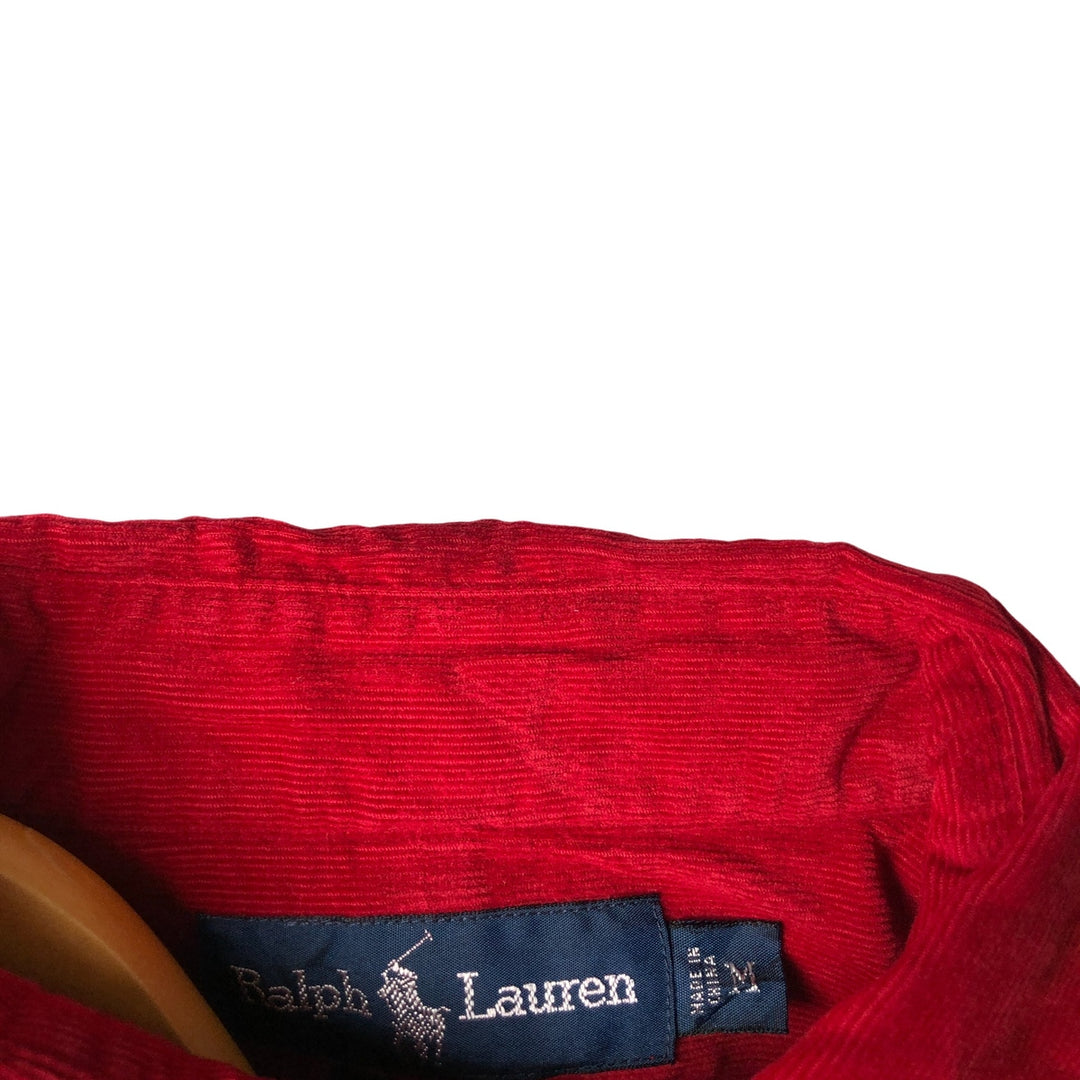 Ralph Lauren BLAKE long sleeve button down corduroy shirt, men's size M cotton red type Vintage Second Hand