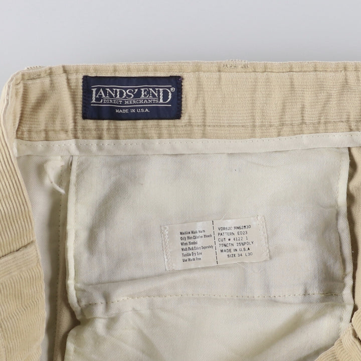 2000'S LANDS' END corduroy pants, made in the USA, men's size W34 cotton Beige type Vintage Second Hand