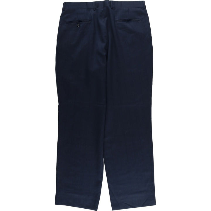 Striped Pattern Two-pleat Wool Pants Slacks Men's Size W34 unclear navy blue type Vintage Second Hand